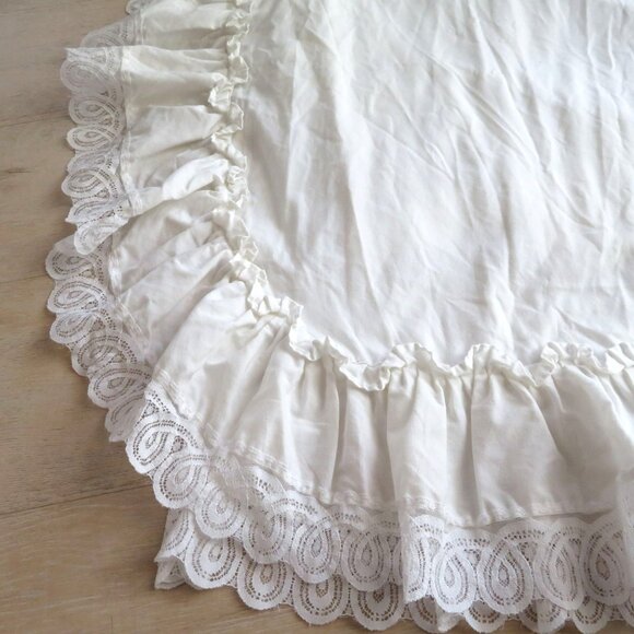 Pair of 2 White Lace Ruffle Curtain Drape Panels 44" x 62" Cottage Shabby Chic - Picture 12 of 16